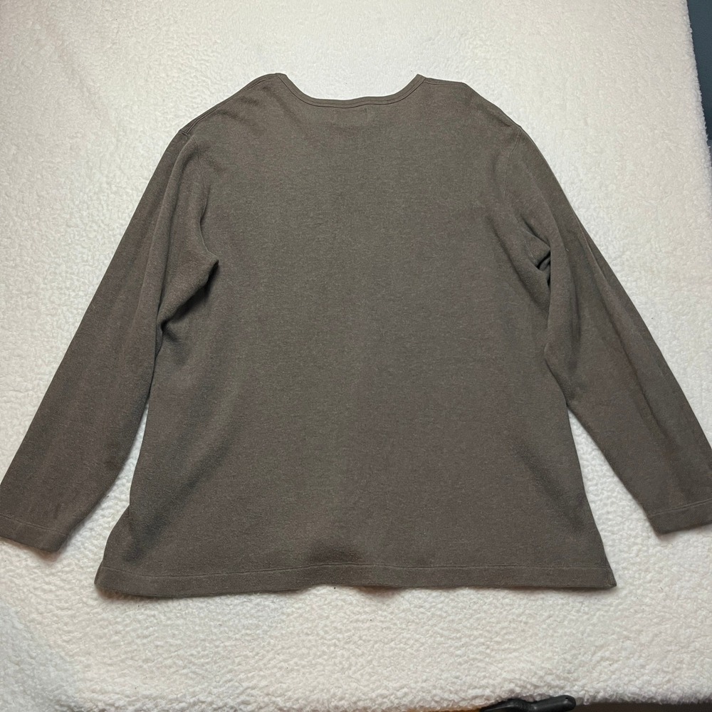 Eddie Bauer Sweater Mens‎ XLT Brown Cotton Crewneck Pullover Ribbed Knit Long - Picture 7 of 9